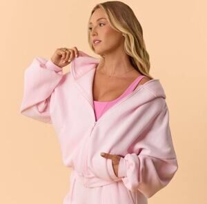 NWT Blogilates Marshmallow Hoodie Jacket Full Zip Light Pink Athletic Lounge 2X